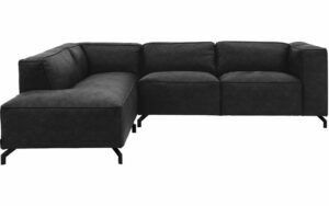 Afbeelding van een Goossens Bank Calvin antraciet, micro leer, 2,5-zits, modern design met ligelement links