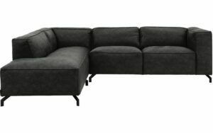 Afbeelding van een Goossens Bank Calvin grijs, micro leer, 2,5-zits, modern design met ligelement links