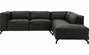 Afbeelding van een Goossens Bank Calvin grijs, micro leer, 2,5-zits, modern design met ligelement rechts