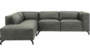 Afbeelding van een Goossens Bank Calvin grijs, micro leer, 2,5-zits, modern design met ligelement links