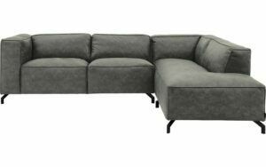 Afbeelding van een Goossens Bank Calvin grijs, micro leer, 2,5-zits, modern design met ligelement rechts