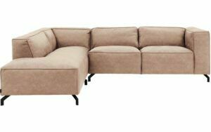 Afbeelding van een Goossens Bank Calvin beige, micro leer, 2,5-zits, modern design met ligelement links