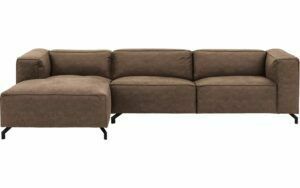 Afbeelding van een Goossens Bank Calvin bruin, micro leer, 3,5-zits, modern design