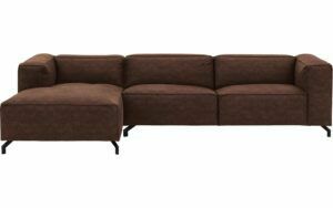 Afbeelding van een Goossens Bank Calvin bruin, micro leer, 3,5-zits, modern design