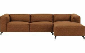 Afbeelding van een Goossens Bank Calvin cognac, micro leer, 3,5-zits, modern design