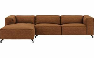 Afbeelding van een Goossens Bank Calvin cognac, micro leer, 3,5-zits, modern design