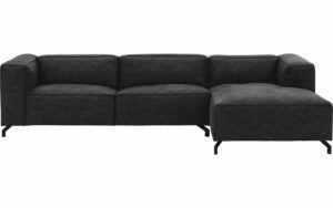 Afbeelding van een Goossens Bank Calvin antraciet, micro leer, 3,5-zits, modern design