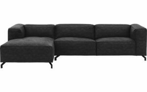 Afbeelding van een Goossens Bank Calvin antraciet, micro leer, 3,5-zits, modern design