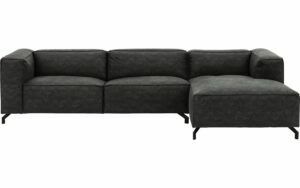 Afbeelding van een Goossens Bank Calvin grijs, micro leer, 3,5-zits, modern design