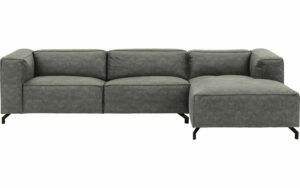 Afbeelding van een Goossens Bank Calvin grijs, micro leer, 3,5-zits, modern design