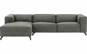 Afbeelding van een Goossens Bank Calvin grijs, micro leer, 3,5-zits, modern design