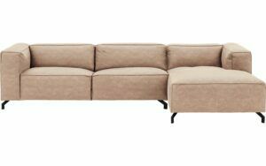 Afbeelding van een Goossens Bank Calvin beige, micro leer, 3,5-zits, modern design