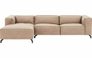 Afbeelding van een Goossens Bank Calvin beige, micro leer, 3,5-zits, modern design