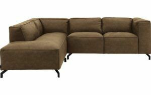 Afbeelding van een Goossens Bank Calvin groen, micro leer, 2-zits, modern design met ligelement links