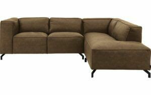 Afbeelding van een Goossens Bank Calvin groen, micro leer, 2-zits, modern design met ligelement rechts