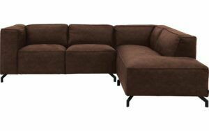 Afbeelding van een Goossens Bank Calvin bruin, micro leer, 2-zits, modern design met ligelement rechts