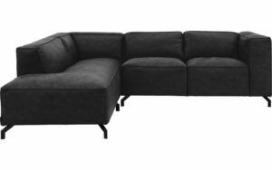 Afbeelding van een Goossens Bank Calvin antraciet, micro leer, 2-zits, modern design met ligelement links