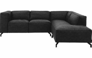 Afbeelding van een Goossens Bank Calvin antraciet, micro leer, 2-zits, modern design met ligelement rechts