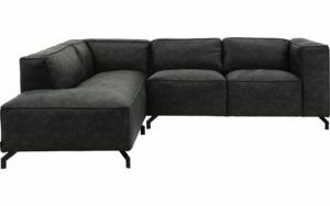 Afbeelding van een Goossens Bank Calvin grijs, micro leer, 2-zits, modern design met ligelement links