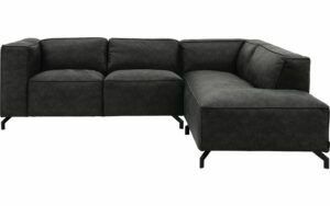 Afbeelding van een Goossens Bank Calvin grijs, micro leer, 2-zits, modern design met ligelement rechts