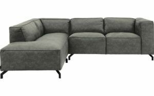 Afbeelding van een Goossens Bank Calvin grijs, micro leer, 2-zits, modern design met ligelement links