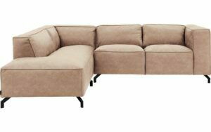 Afbeelding van een Goossens Bank Calvin beige, micro leer, 2-zits, modern design met ligelement links