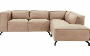 Afbeelding van een Goossens Bank Calvin beige, micro leer, 2-zits, modern design met ligelement rechts