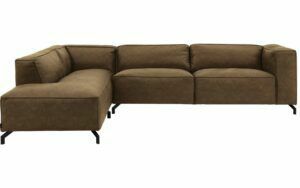 Afbeelding van een Goossens Bank Calvin groen, micro leer, 3,5-zits, modern design met ligelement links