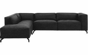 Afbeelding van een Goossens Bank Calvin antraciet, micro leer, 3,5-zits, modern design met ligelement links