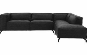 Afbeelding van een Goossens Bank Calvin antraciet, micro leer, 3,5-zits, modern design met ligelement rechts