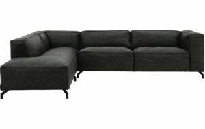 Afbeelding van een Goossens Bank Calvin grijs, micro leer, 3,5-zits, modern design met ligelement links