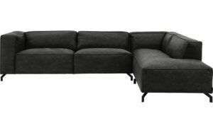 Afbeelding van een Goossens Bank Calvin grijs, micro leer, 3,5-zits, modern design met ligelement rechts