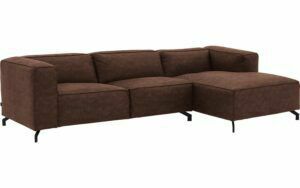 Afbeelding van een Goossens Bank Calvin bruin, micro leer, 3-zits, modern design