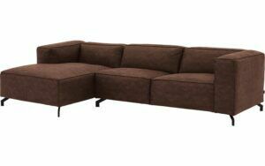 Afbeelding van een Goossens Bank Calvin bruin, micro leer, 3-zits, modern design