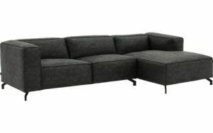 Afbeelding van een Goossens Bank Calvin grijs, micro leer, 3-zits, modern design