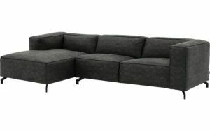 Afbeelding van een Goossens Bank Calvin grijs, micro leer, 3-zits, modern design