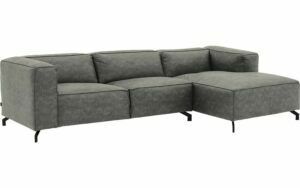 Afbeelding van een Goossens Bank Calvin grijs, micro leer, 3-zits, modern design