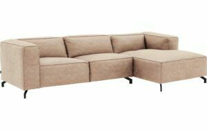 Afbeelding van een Goossens Bank Calvin beige, micro leer, 3-zits, modern design