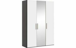 Afbeelding van een Goossens Kledingkast Easy Storage Ddk, Kledingkast 153 cm breed, 220 cm hoog, 2x glas draaideur en 1x spiegel draaideur midden