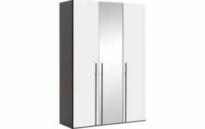 Afbeelding van een Goossens Kledingkast Easy Storage Ddk, Kledingkast 153 cm breed, 220 cm hoog, 2x glas draaideur en 1x spiegel draaideur midden