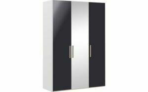Afbeelding van een Goossens Kledingkast Easy Storage Ddk, Kledingkast 153 cm breed, 220 cm hoog, 2x draaideur en 1x spiegel draaideur midden