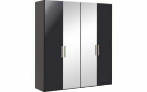 Afbeelding van een Goossens Kledingkast Easy Storage Ddk, Kledingkast 203 cm breed, 220 cm hoog, 2x draaideur en 2x spiegel draaideur midden