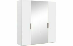 Afbeelding van een Goossens Kledingkast Easy Storage Ddk, Kledingkast 203 cm breed, 220 cm hoog, 2x draaideur en 2x spiegel draaideur midden