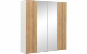 Afbeelding van een Goossens Kledingkast Easy Storage Ddk, Kledingkast 203 cm breed, 220 cm hoog, 2x draaideur en 2x spiegel draaideur midden