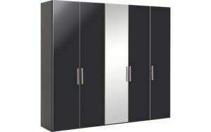 Afbeelding van een Goossens Kledingkast Easy Storage Ddk, Kledingkast 253 cm breed, 220 cm hoog, 4x draaideur en 1x spiegel draaideur midden