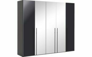 Afbeelding van een Goossens Kledingkast Easy Storage Ddk, Kledingkast 253 cm breed, 220 cm hoog, 2x draaideur en 3x spiegel draaideur midden