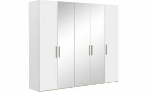 Afbeelding van een Goossens Kledingkast Easy Storage Ddk, Kledingkast 253 cm breed, 220 cm hoog, 2x draaideur en 3x spiegel draaideur midden
