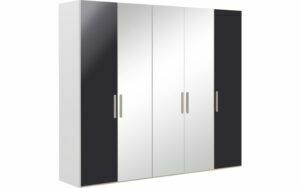 Afbeelding van een Goossens Kledingkast Easy Storage Ddk, Kledingkast 253 cm breed, 220 cm hoog, 4x draaideur en 1x spiegel draaideur midden