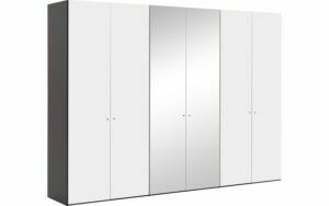 Afbeelding van een Goossens Kledingkast Easy Storage Ddk, Kledingkast 304 cm breed, 220 cm hoog, 4x draaideur en 2x spiegel draaideur midden