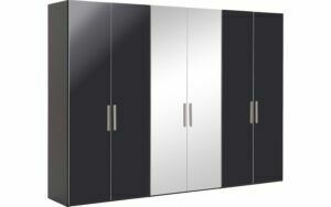 Afbeelding van een Goossens Kledingkast Easy Storage Ddk, Kledingkast 304 cm breed, 220 cm hoog, 4x draaideur en 2x spiegel draaideur midden